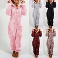 undefined, Winter Warm Pyjamas Women Onesies Fluffy Fleece Jumpsuits Sleepwear Overall Hood Sets Pajamas For Women Adult Sleepwear Mujer
