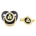 Little BearLuxury Crystals Diamond Gold Baby Pacifier Baby Dummy Orthodontic Bling Pacifier Chain Kid Nipple Soother Holder Clip