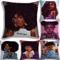 Afro Lady Girl Pillowcase Decorative Sofa Cushion Case Bed Pillow Cover Kawaii Home Decor Cushion Cover Black Girl Pillow Case