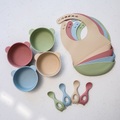 New Silicone Baby Feeding Bowl Tableware Waterproof Spoon Non-Slip Crockery BPA Free Silicone Bear Bibs Baby Bowl for Baby Gifts