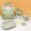 6Pcs/1Set Silicone Baby Feeding Bowl Tableware Waterproof Spoon Non-Slip Crockery BPA Free Silicone Dishes for Baby Tableware