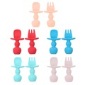 Baby Feeding Spoon Fork Set Soft Silicone Feeding Flatware Set Safe Training Spoon For Baby Girls Boys