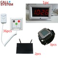 Hospital nurse call bell system with 1 host receiver 3 wrist pager 36 bed push calling button 2 signal repeater
