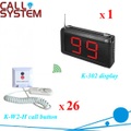 Patient Bed Calling Alarm System Nurse Call 1pc K-302 display 26pcs K-W2-H buzzer
