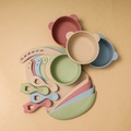 3PC Baby Silicone Bowl Bibs Spoon Set BPA Free Self-Feeding Antislip Children's Tableware Silicone for Baby