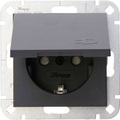 Kopp 1fach Einsatz Schutzkontakt-Steckdose mit Klappdeckel HK 07 Anthrazit 940115001