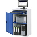 RAU, RAU Computer-Arbeitsstation Schrankgehäuse mit 1 Ausziehboden Breite 650 mm, lichtgrau / enzianblau