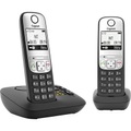 Gigaset A690A Duo Schnurloses Telefon analog Freisprechen, mit Basis, Wahlwiederholung Schwarz