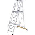Alu-Plattformleiter, fahrbar mit 3-seitigem Plattformgeländer 8 Sprossen inkl. Plattform