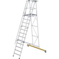 Alu-Plattformleiter, fahrbar mit 3-seitigem Plattformgeländer 12 Sprossen inkl. Plattform