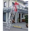 Alu-Plattformleiter, fahrbar mit 3-seitigem Plattformgeländer 7 Sprossen inkl. Plattform