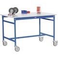 Manuflex BB4017.5007 Beistelltisch BASIS mobil mit Kunststoff-Tischplatte in Brillantblau RAL 5007, BxTxH: 1000 x 600 x