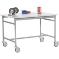 Manuflex BB4031.9006 Beistelltisch BASIS mobil mit Melamin-Tischplatte in Alusilber ähnlich RAL 9006, BxTxH: 1250 x 600