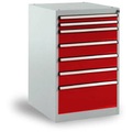 Manuflex SP1130.3003 Schubfachschrank BASETEC Stationär, Nutzhöhe 700 mm mit 7 Schubfächern, in rubinrot RAL 3003