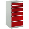 Manuflex SP1142.3003 Schubfachschrank BASETEC Stationär, Nutzhöhe 900 mm mit 6 Schubfächern, in rubinrot RAL 3003