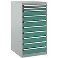Manuflex SP1118.0001 Schubfachschrank BASETEC Stationär, Nutzhöhe 900 mm mit 10 Schubfächern, in graugrün HF 0001