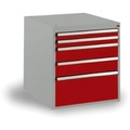 Manuflex SP1122.3003 Schubfachschrank BASETEC Stationär, Nutzhöhe 500 mm mit 5 Schubfächern, in rubinrot RAL 3003