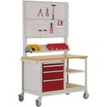 Manuflex MW2033.3003 Mobile Werkbank Modell 6 mit geölter Multiplex-Abdeckplatte 30 mm BxTxH 1135 x 590 x 810 mm