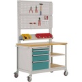Manuflex MW2033.5021 Mobile Werkbank Modell 6 mit geölter Multiplex-Abdeckplatte 30 mm BxTxH 1135 x 590 x 810 mm