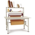Manuflex TP1599.7035 Komplett-Packtisch PACKPOOL mit Rollen-Achssatz und Schneideinheit, BxTxH = 1500 x 800 x 760-870