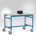 Manuflex LB4036.5007 ESD-Beistelltisch BASIS mobil mit Kunststoff-Tischplatte in Brillantblau RAL 5007, BxTxH: 1250 x