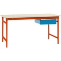 Manuflex BB5237.2001 Komplett-Beistelltisch BASIS stationär mit Kunststoff-Platte + Einzelschubfach, BxTxH: 1000 x 800 x