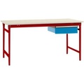 Manuflex BB5231.3003 Komplett-Beistelltisch BASIS stationär mit Melamin-Platte + Einzelschubfach, BxTxH: 1000 x 800 x