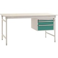 Manuflex BB5261.0001 Komplett-Beistelltisch BASIS stationär mit Melamin-Platte + Gehäuse-Unterbau, BxTxH: 1000 x 800 x