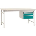 Manuflex BB5281.5021 Komplett-Beistelltisch BASIS stationär mit Melamin-Platte + Gehäuse-Unterbau, BxTxH: 1500 x 800 x