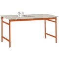 Manuflex BB3061.2001 Beistelltisch BASIS stationär mit Melamin-Tischplatte in Rotorange RAL 2001, BxTxH: 1500 x 800 x