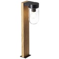 Sockelleuchte Cabar in Holzoptik mit Glasschirm