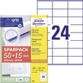 Avery-Zweckform 6602 70 x 36 mm Papier Weiß 1560 St. Permanent Universal-Etiketten Laser 65 Blatt DIN A4