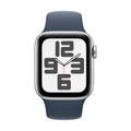 APPLE Watch SE (GPS) 40 mm - Smartwatch (S/M 130-180 mm, Fluorelastomer, Silber/Sturmblau)