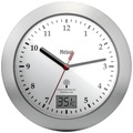 Mebus 41124 Funk Wanduhr 17 cm x 6 cm Silber Badezimmer-/Feuchtraum geeignet