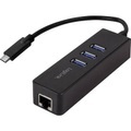 LogiLink USB 2.0 Adapter [1x USB 3.0 Stecker C - 1x RJ45-Buchse, USB 3.0 Buchse A] USB-C 3-Port Hub with Gigabit