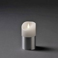 LED-Wachskerze m. Banderole in Silber 17,5 cm