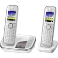 Panasonic KX-TGJ322GW Schnurloses Telefon analog Anrufbeantworter, Freisprechen, Headsetanschluss Weiß