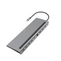 Hama - 10in1 USB C Multiport Adapter Dockingstation 4x USB A / 2x USB C / 2x HDMI / Displayport PD / Gigabit Ethernet LAN (00200100) - Grau