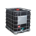 IBC Recobulk, Gefahrgut-Ausführung, Stahlkufen, 1.000 Liter, Öffnung NW150, Auslauf NW50, UV-Schutz