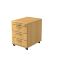 Rollcontainer Cube, 4 Schubladen mit Metall-Griff, HxBxT 590 x 428 x 580 mm, Buche