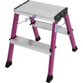 KRAUSE Alu-Klapptritt mit Rollen 2 x 2 Stufen, pink