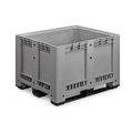 Palettenbox L, grau, 1200x1000x780 mm, geschlossen, mit 3 Kufen