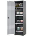 Chemikalienschrank, Flügeltür, 4 Auszugswannen, 545x520x1950 mm, silber