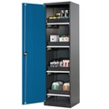 Chemikalienschrank, Flügeltür, 4 Auszugswannen, 545x520x1950 mm, enzianblau