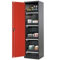Chemikalienschrank, Flügeltür, 4 Auszugswannen, 545x520x1950 mm, verkehrsrot