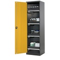 Chemikalienschrank, Flügeltür, 4 Auszugswannen, 545x520x1950 mm, sicherheitsgelb
