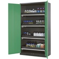 Chemikalienschrank, Flügeltür, 4 Auszugswannen, 1055x520x1950 mm, resedagrün