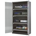 Chemikalienschrank, Flügeltür, 4 Auszugswannen, 1055x520x1950 mm, silber