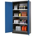 Chemikalienschrank asecos, Flügeltür, 3 Böden, 1055x520x1950 mm, enzianblau