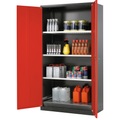 Chemikalienschrank asecos, Flügeltür, 3 Böden, 1055x520x1950 mm, verkehrsrot